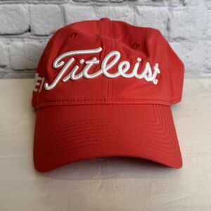 Titleist Cap Hat Strap Back One‎ Size Red White Embroidered Logo OSFM